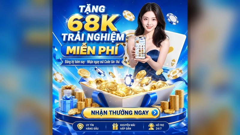 vn 14 Banner khuyến mãi tri ân khách hàng mới, tặng 68K tiền cược trải nghiệm khi đăng ký tài khoản C168 chính thức.